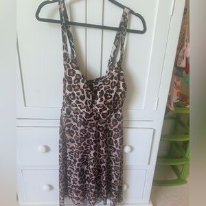 BloomChic Leopard Print Women’s Swim Dress in Brown and Black